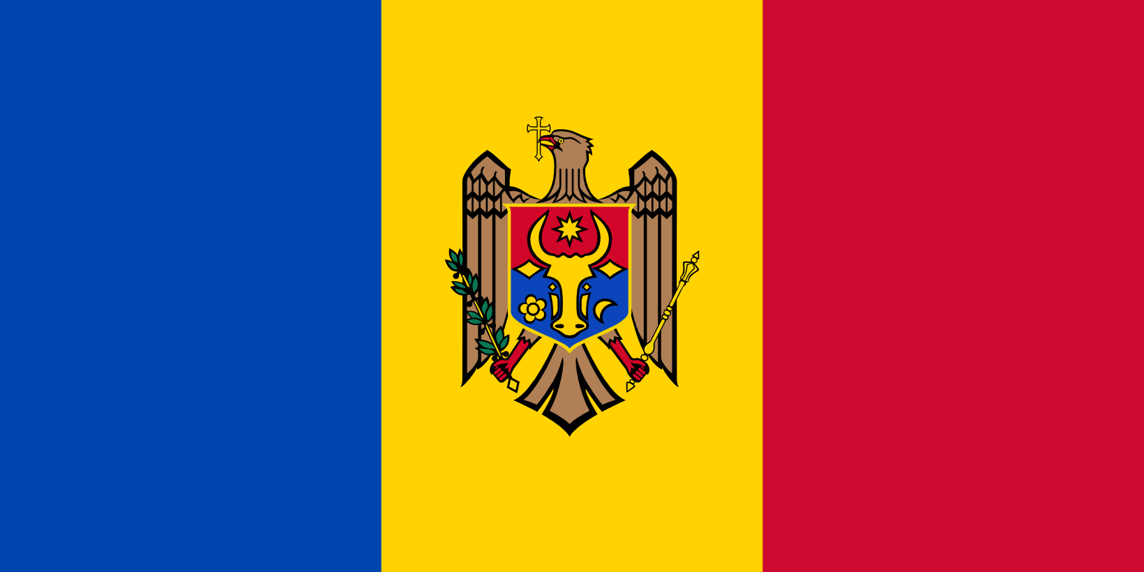 Obraz flagi stanu państwa Mołdawia - w rozdzielczości 1640x820 - Europa