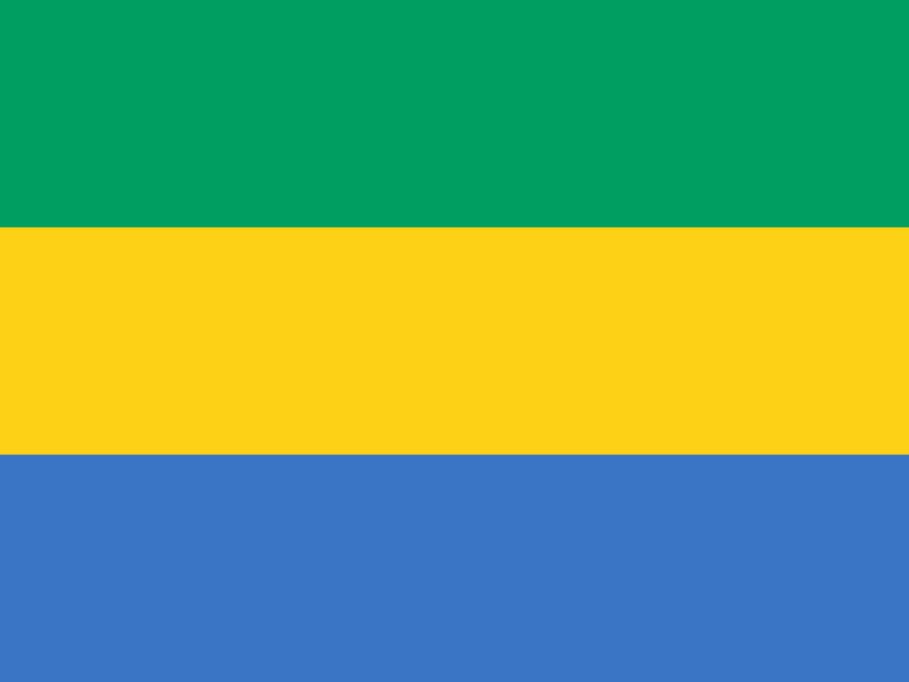 Obraz flagi stanu państwa Gabon - w rozdzielczości 825x619 - Afryka