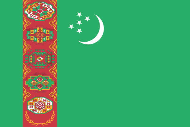 Turkmenia | Flaga Turkmenistanu | Azja Środkowa | flagi państw świata | Państwa bandery świata